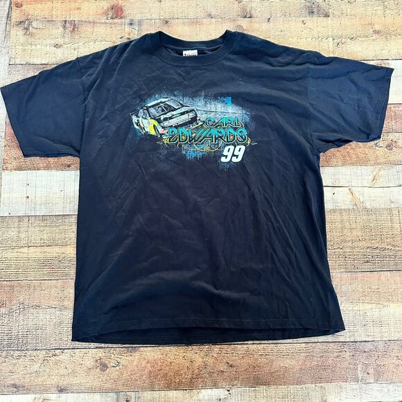 Carl Edwards NASCAR Chase Authentics Black Graphic T-Shirt 2XL 100% Cotton Racin - Picture 1 of 7